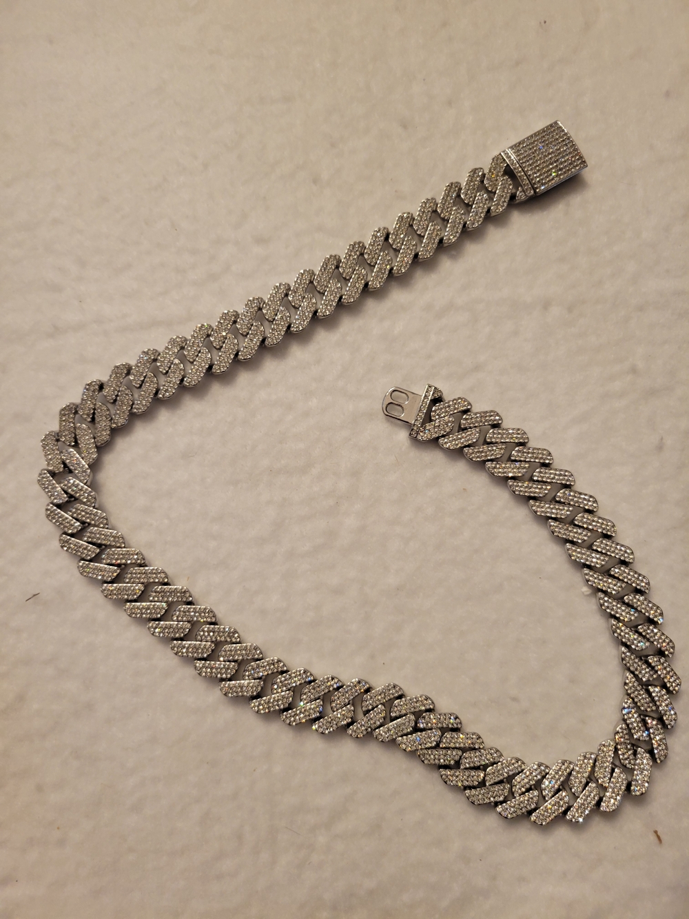 Iced Out Cuban Link Chain Necklace 24" Silver